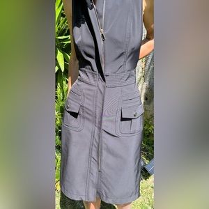 NWOT Per se Fitted Zipper Up Midi Black Dress Size 10